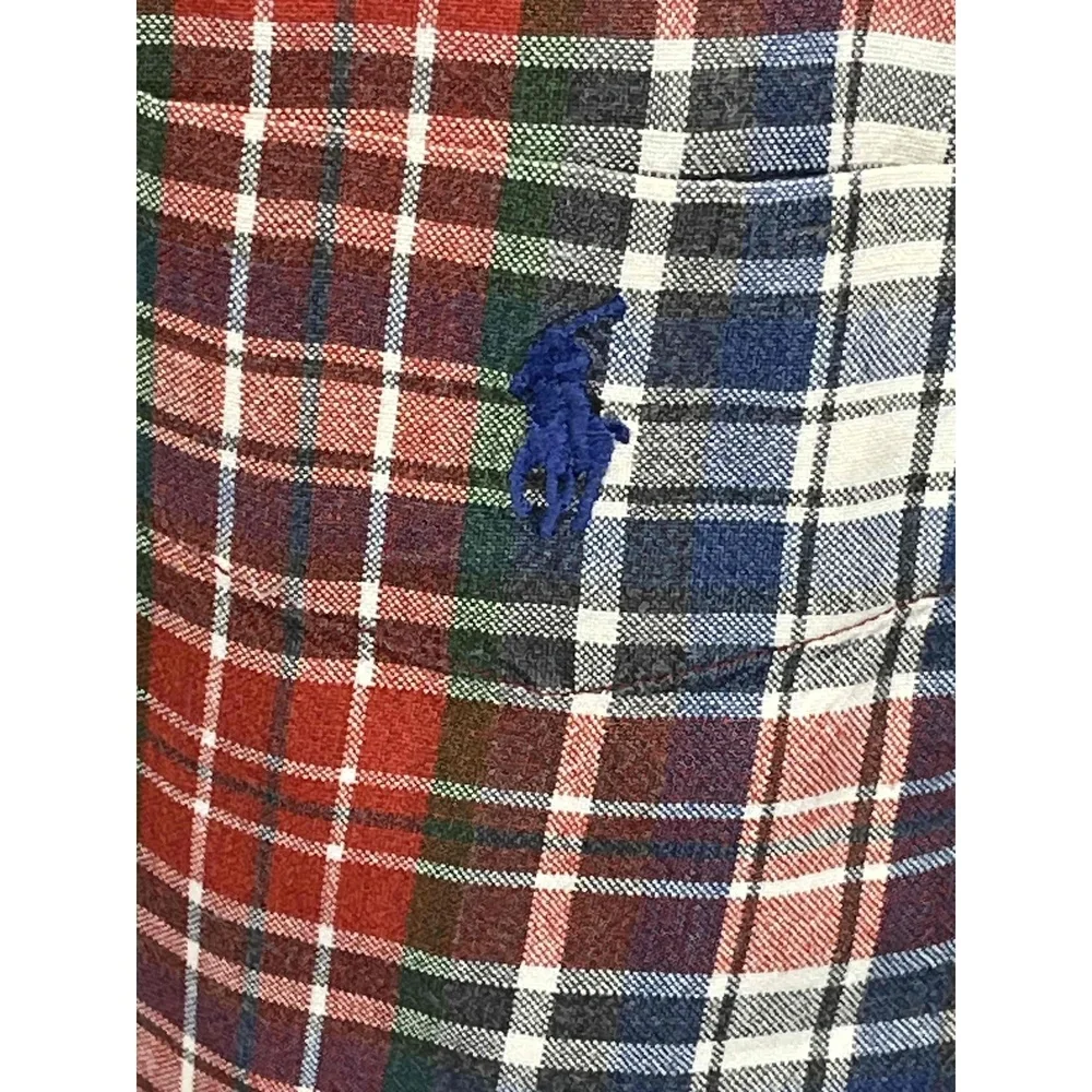 Ralph Lauren Blaire Cotton‎ Multicolor Mens Plaid L/S Button-Up Polo Shirt Large